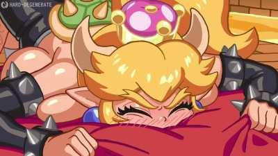 Bowsette and Peachette making love together