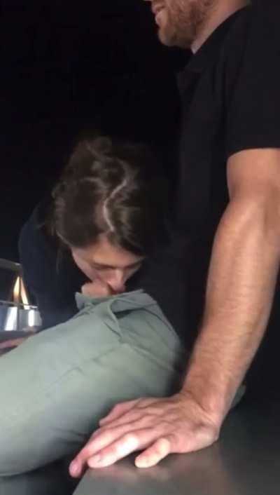 Giving head on the side of the road