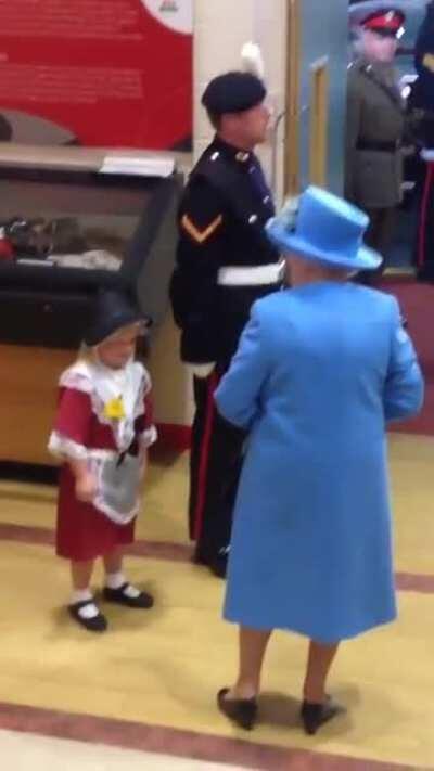 Soilder hits girl in front of the queen