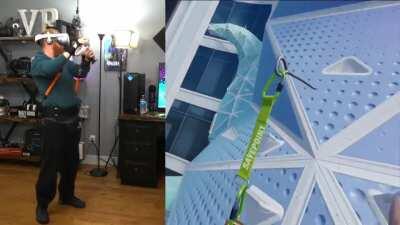 Using body resistance bands, makes for an insane shoulder workout in The Climb 2!!