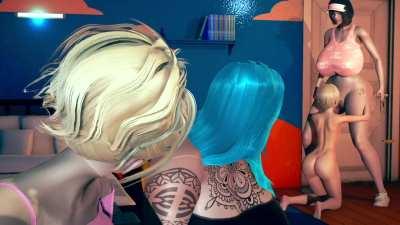 Futanari Family Gangbang