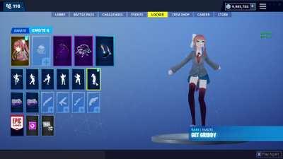 yooo monika hitting the griddy in fortnite