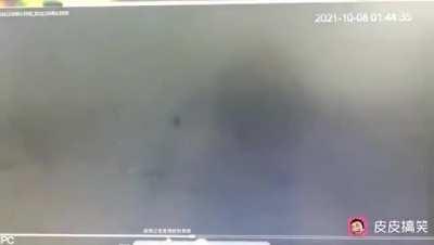 Battery explodes in elevator