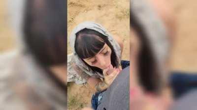 Stopped in the middle of a photoset to suck dick [GIF]