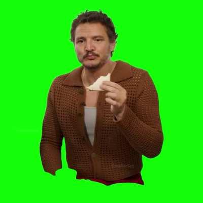 [GREEN SCREEN] Pedro Pascal eating a crunchy sandwich Meme Template