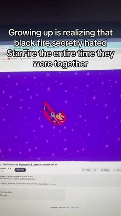 Growing up is realizing black fire hated StarFire the entire time they were sisters