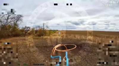 Ukrainians try to hide in camouflage made to look like bushes but are spotted by a surveillance UAV and struck by fiber-optic FPV drone strikes