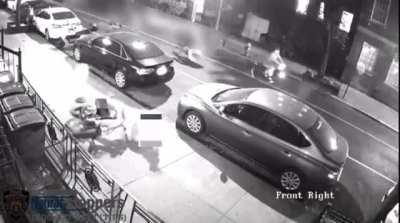 Food delivery man brutally bashed on the head by traffic divider in NYC.