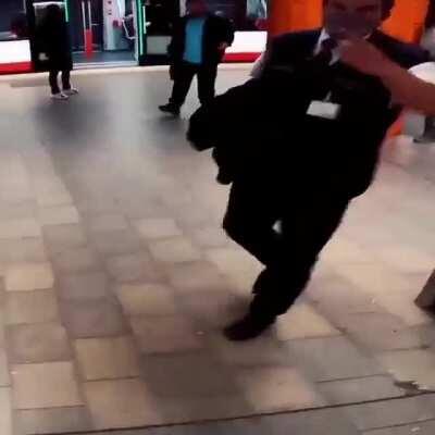 Urban riding inside the train station