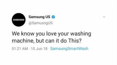 Damien dying to Samsung tweeting from the washing machine