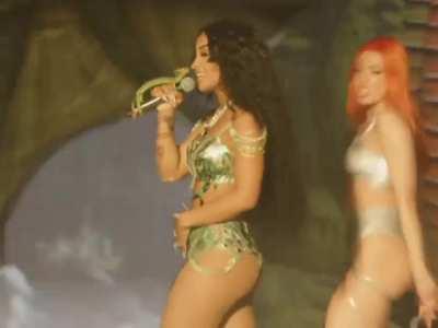 Shenseea performing on stage at Coachella Festival 