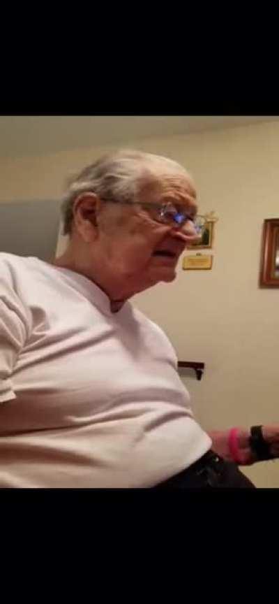 98 year old dad’s reaction when he finds out how old he really is