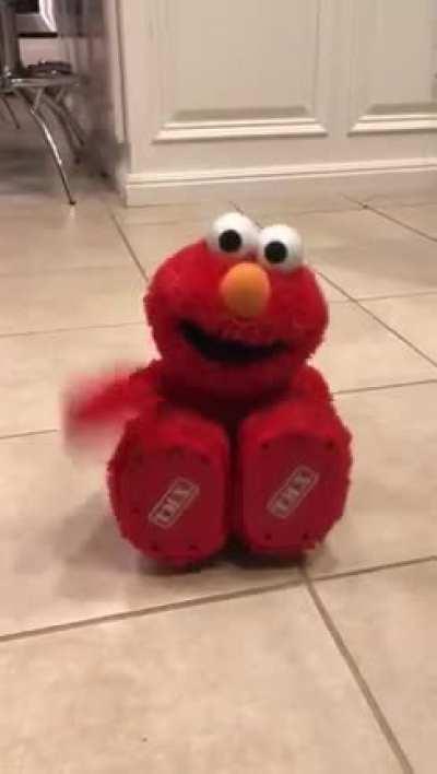 This Elmo toy always made me laugh specially when he falls on the floor and slides with his feet. Watch with audio on. Epic!