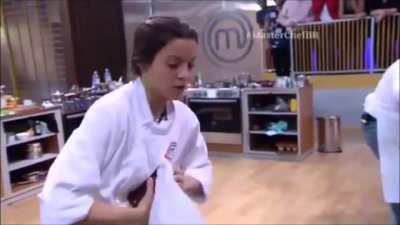 Dad open stucked jar to help his daughter