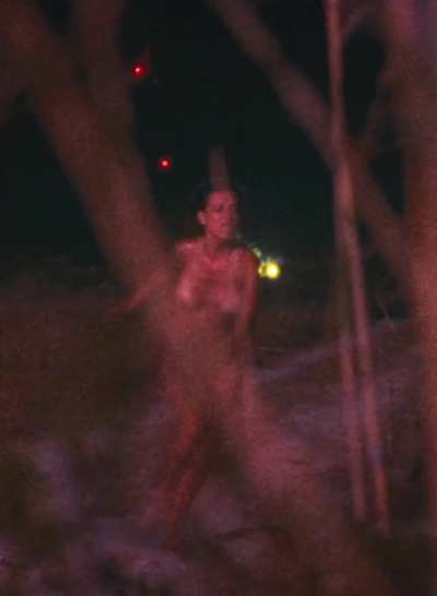 Nataly Rocha walking on street, fully nude, in brazilian film Motel Destino (2024) - 60fps, slow-mo