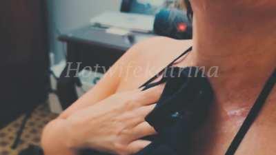 I wore this tank top to a gangbang last weekend. I used it as a cum rag after I took 4 loads of delicious BBC cum on my face. I had so much fun!!