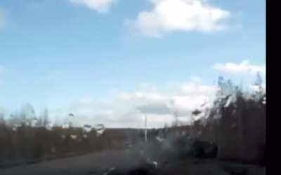 Russia: Car hits a pole after crashing into author