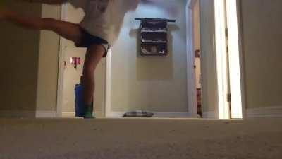 Boy goes too close to his sister dancing and gets kicked in the head