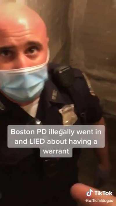 Boston police officer blatantly admits to lying about having a warrant and illegally searches home