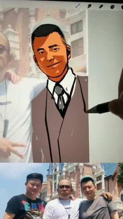 To do draw these men as cartoon gangsters