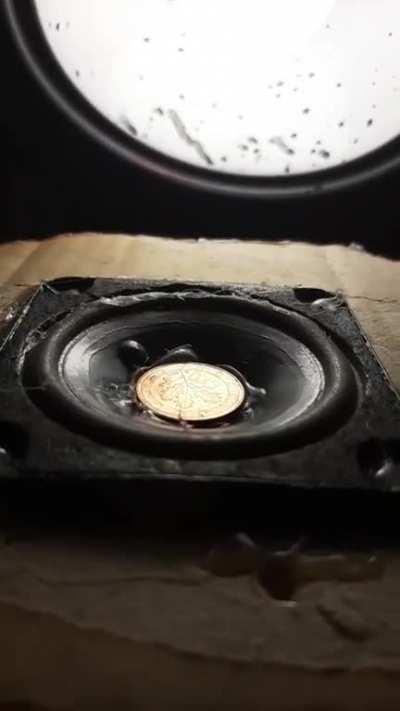 A speaker head starting to blow out