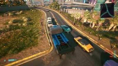 These trucks have great balance, why use six wheels when two will do just as well?