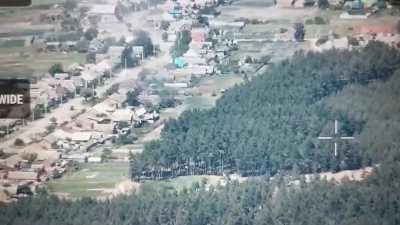 Russian Freedom Legion/Russian Volunteer Corps using artillery against Russian military armor and positions in a neighborhood in Shebekino, Russia (June 1, 2023)