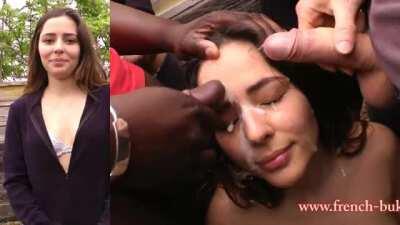 One pretty French girl and so many happy guys...