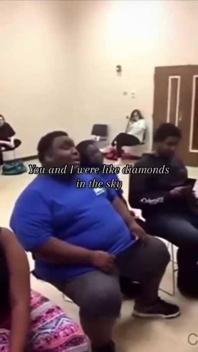 Main character doesn't allow anyone else to sing until the chorus.