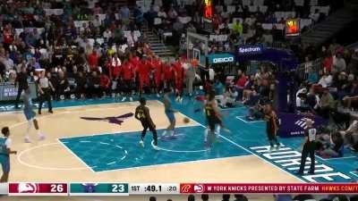 [Highlight] Jalen Johnson gets the steal and Trae throws it off the glass for Jalen to finish