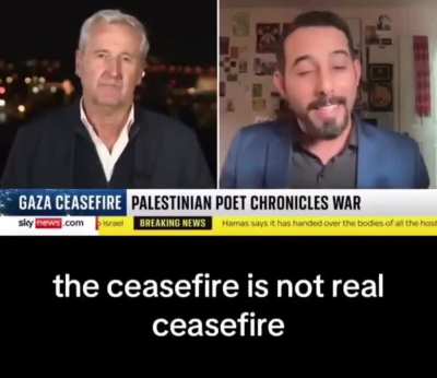 “You say there is a ceasefire, but yesterday Israel killed seven people in Khan Younis and Al-Shuja’iya.” - Palestinian poet and writer Mosab Abu Toha, speaking to Sky News, exposing the grim reality of the so-called ceasefire in Gaza.