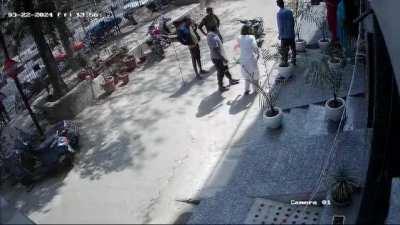 I don't know much context, but in this video, the girl is from Delhi University College, and the boy who is seen here has been stalking her for a few days.