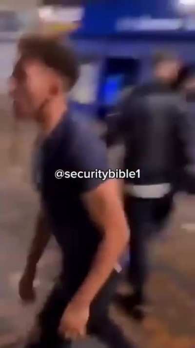 This is the moment when a large fight erupts in Swindon Town Centre, involving several men until security intervenes.