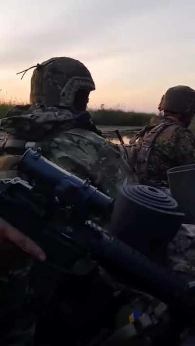 Ukrainian amphibious assault team on the move deep in the combat zone