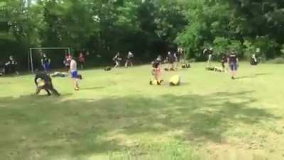 Russian wall on wall brawl