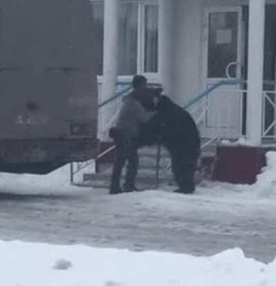 Our co-worker came back to us after a long vacation. We are so happy to see him