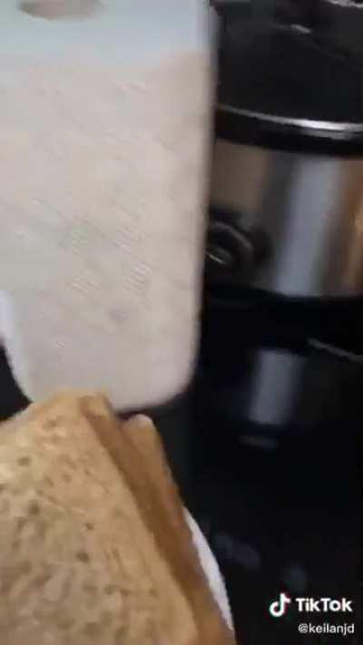 Grandma makes bacon sandwich