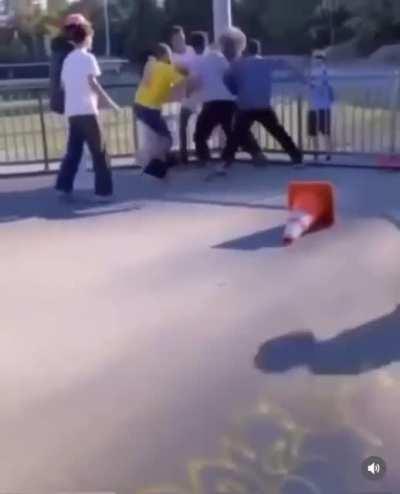 Guy gets jumped for beating up a kid