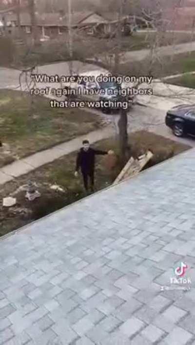 Just dudes having some roof beers