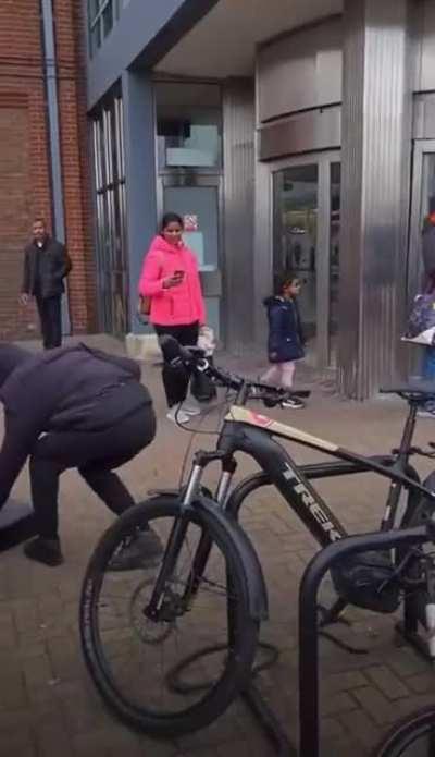 Three lads using a grinder to steal a bicycle worth £3,000+