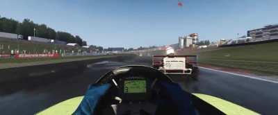 Superkarts in post-rain Brands Hatch