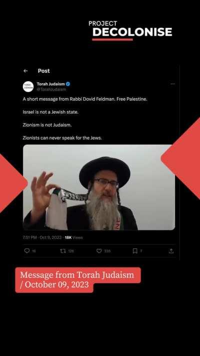 A short message from Rabbi Dovid Feldman. Free Palestine.