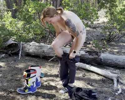 Went for a naked ride on my dirtbike. Would you like to join next time? [GIF]