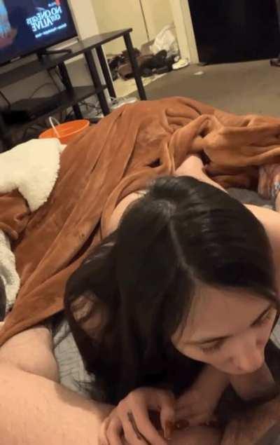 That awkward moment when you lock eyes while sucking his dick..