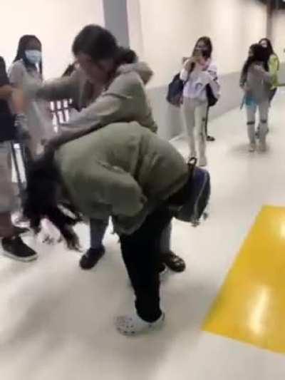 Green girl was talking, and grey 