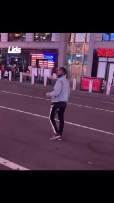 Bruce when the Woo’s finally catch him in NY