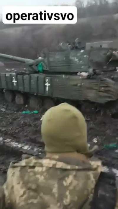 RU POV damaged column of AFU equipment in Bakhmut direction