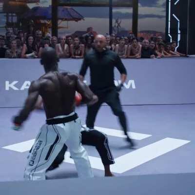 Dionicio Gustavo catches Reda Messaoudi during a wild fury in Karate Combat Event 6