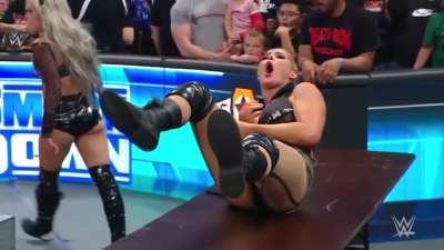 Liv Morgan slaps Lacey Evans belly hard