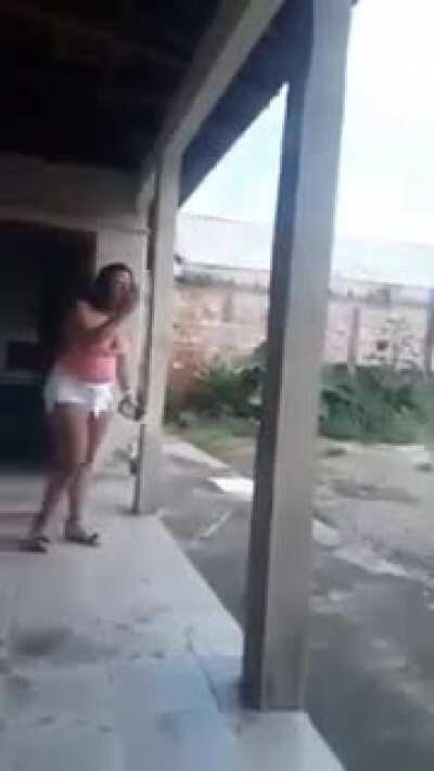 dang man! shes strong, (what she gets)